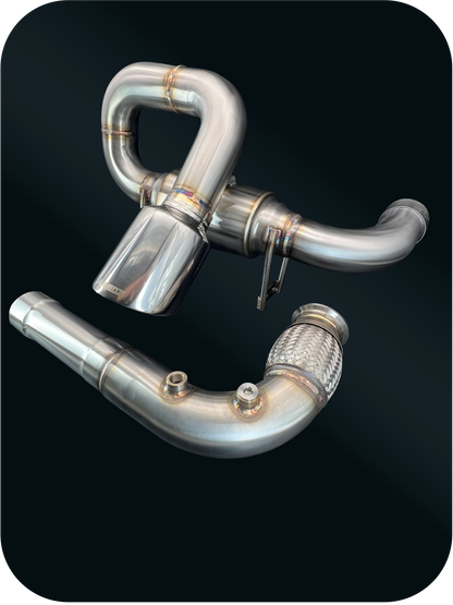 BIGBOZ Performance Full Exhaust System Can-Am Maverick X3 Turbo 2017+ (Brushed Satin Finish Muffler)