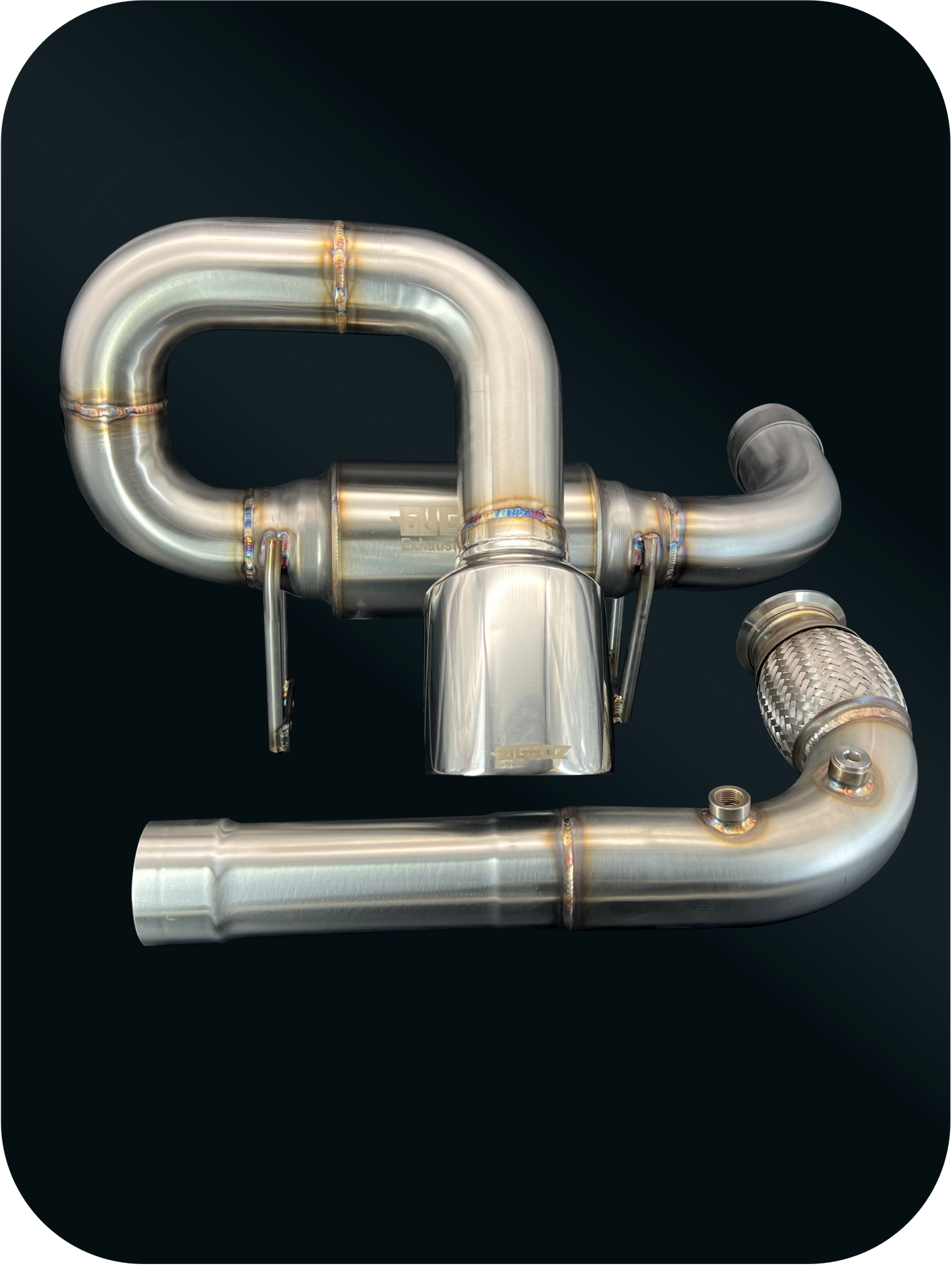 BIGBOZ Performance Full Exhaust System Can-Am Maverick X3 Turbo 2017+ (Brushed Satin Finish Muffler)