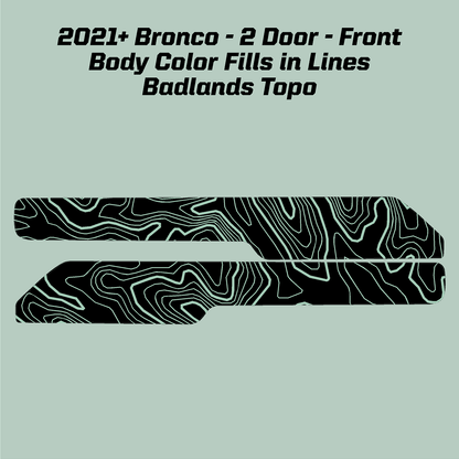 Topo Front Interior Upper Door Card Insert Overlays (Printed Series) - 2021+ Bronco 2 Door