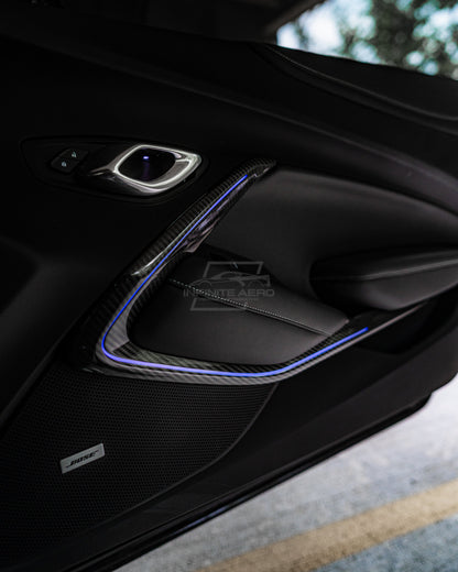 CAMARO 16-24 CARBON FIBER INTERIOR DOOR PANEL CHROME DELETE