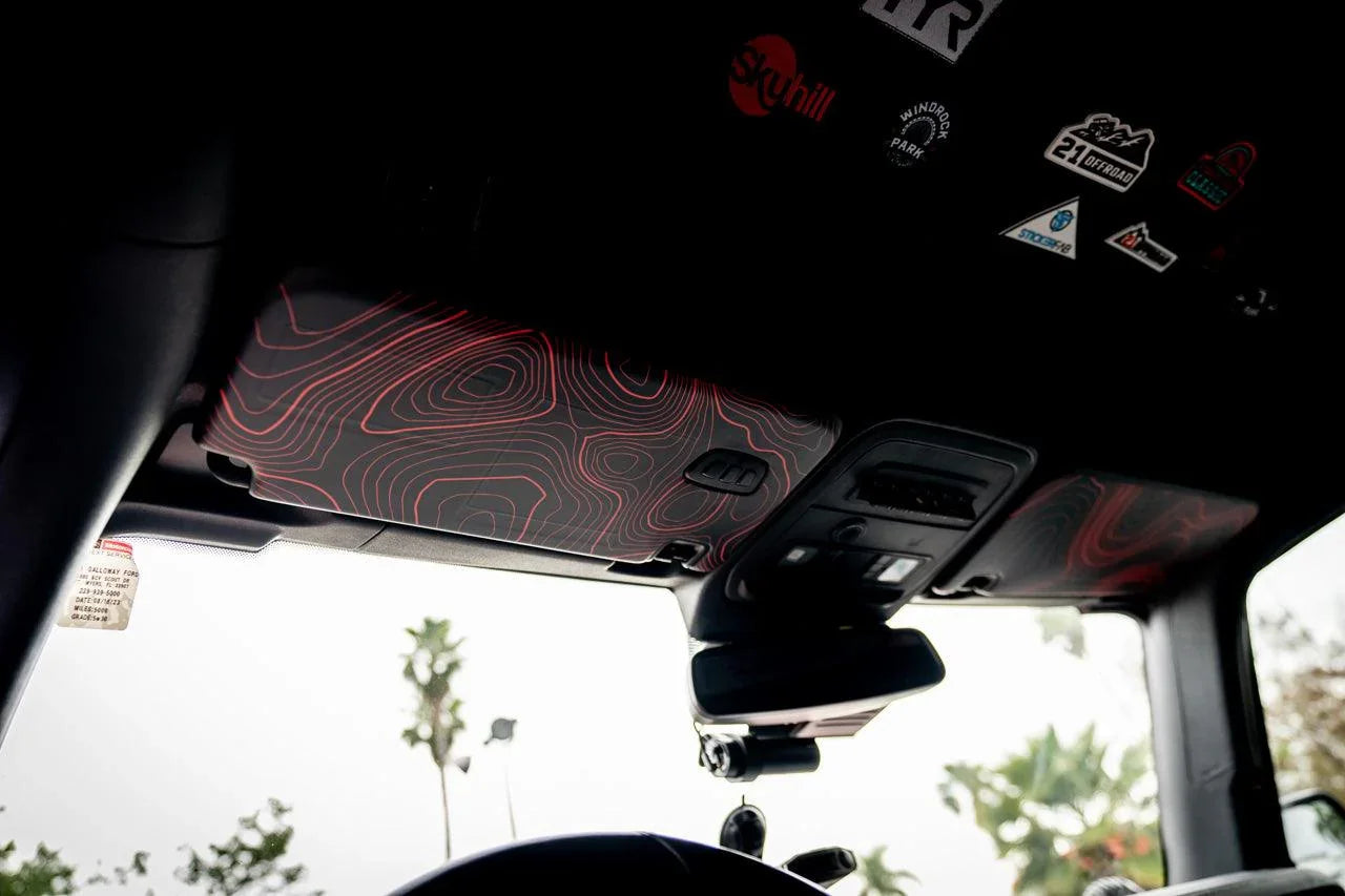 Topo Interior Sun Visor Overlays (Printed Series) - 2021+ Bronco (NO Homelink)