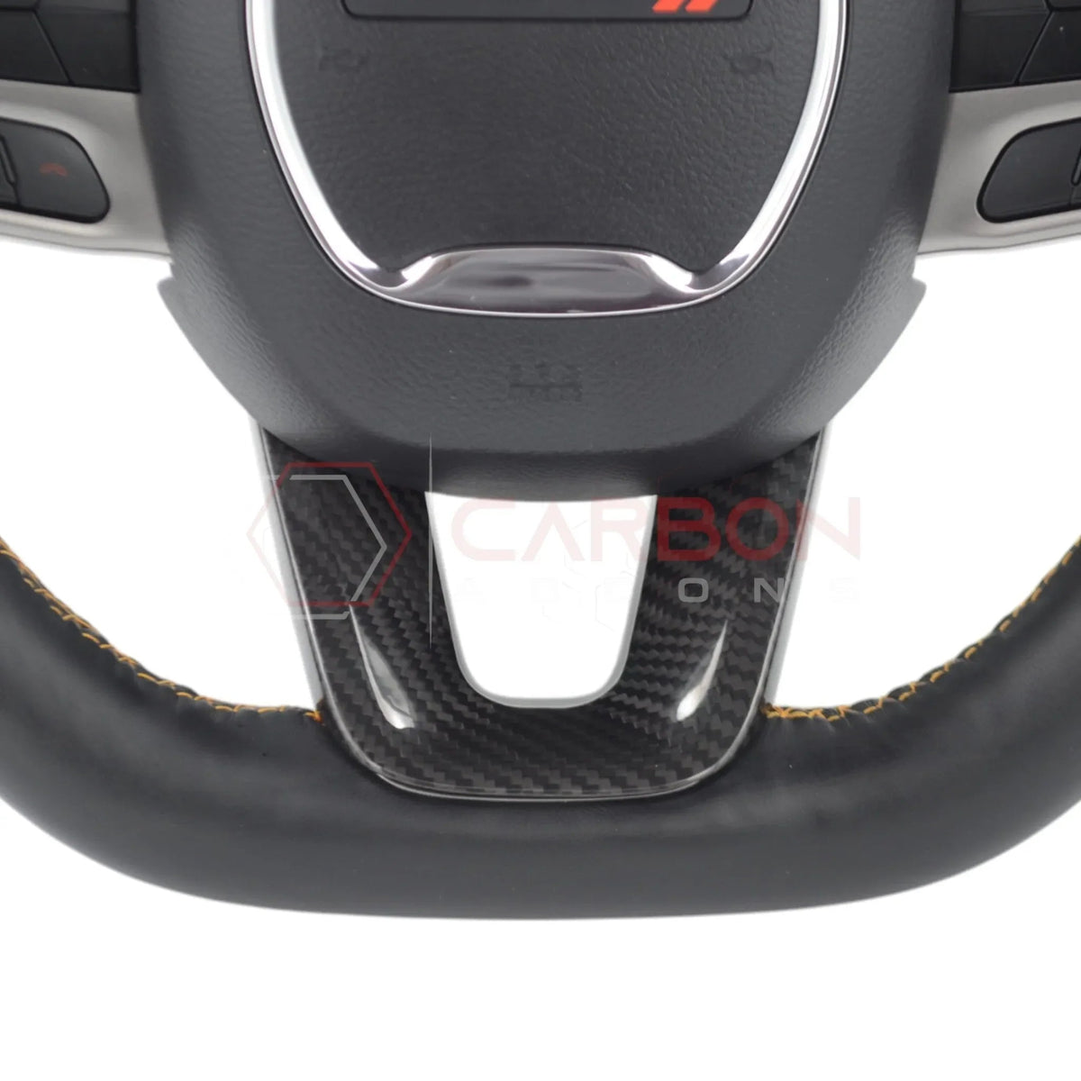 Dodge Charger Challenger Durango 2015+ Carbon Fiber Flat Bottom Lower Steering Wheel Trim Cover