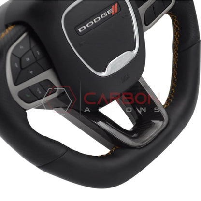 Dodge Charger Challenger Durango 2015+ Carbon Fiber Flat Bottom Lower Steering Wheel Trim Cover