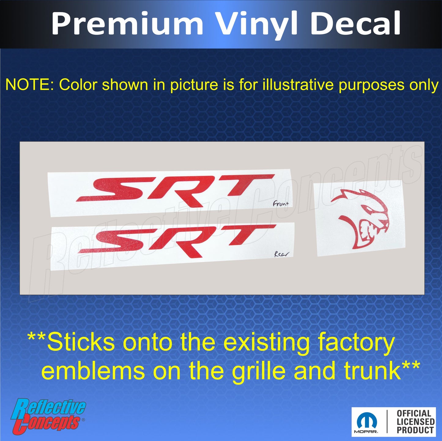 SRT Emblem Overlay Decals - 2017 Dodge Charger SRT Hellcat