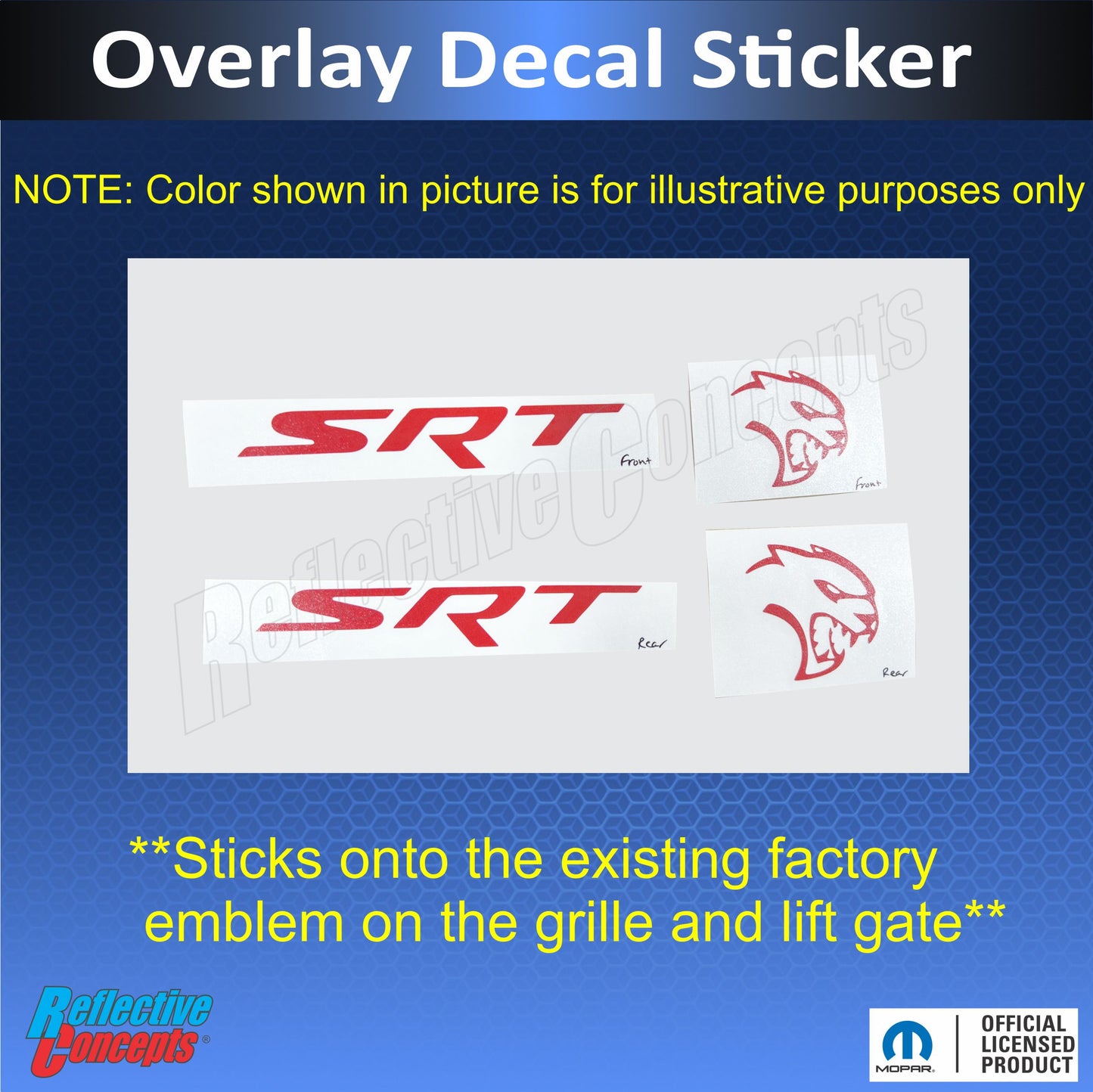 Durango SRT Hellcat Grille and Liftgate Emblem Overlay Decals