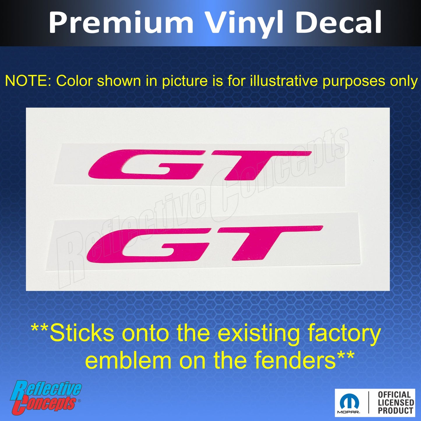 GT Fender Emblem Overlay Decals - 2017-2018 Dodge Challenger GT