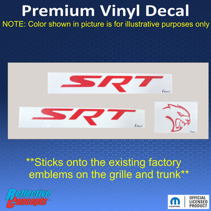 SRT Front and Rear Emblem Overlay Decals - 2017 Challenger SRT Hellcat
