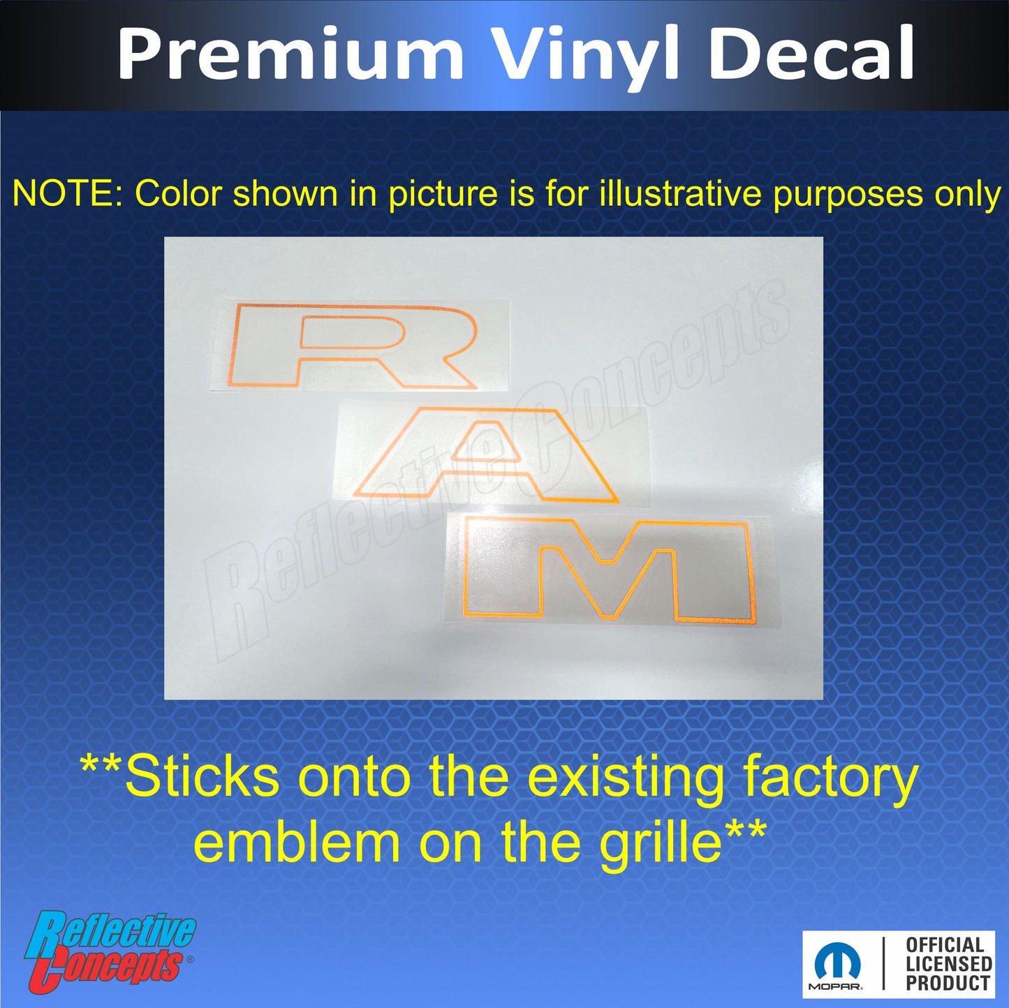 RAM Grille Emblem Overlay Decal   - 2021-2024 Ram TRX