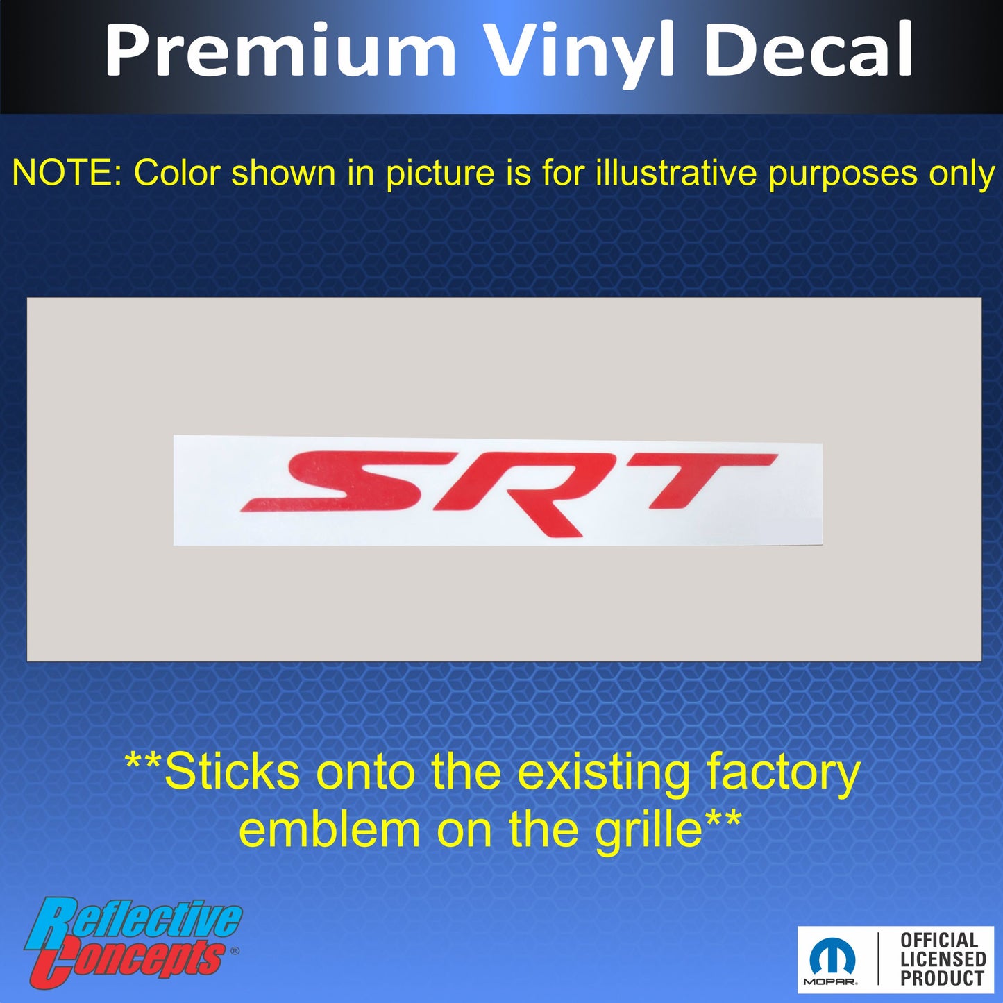 SRT Grille Emblem Overlay Decal  - 2006-2014 Charger SRT8