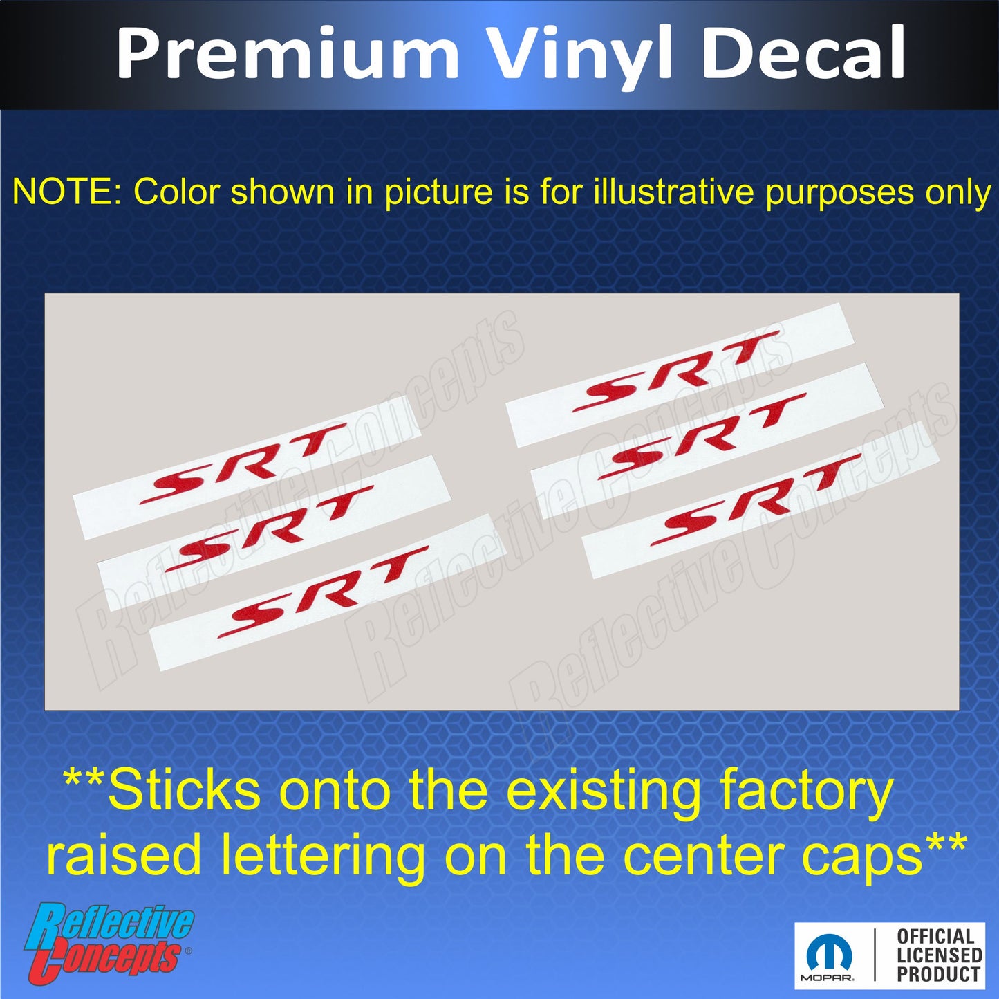 SRT Center Cap Overlay Decals for Charger SRT