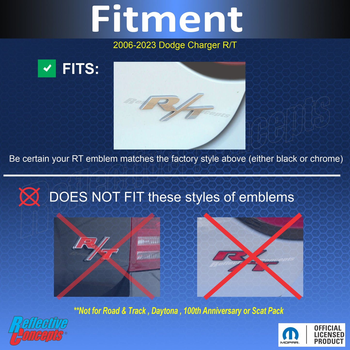 R/T Trunk Emblem Overlay Decal Sticker - Dodge Charger R/T