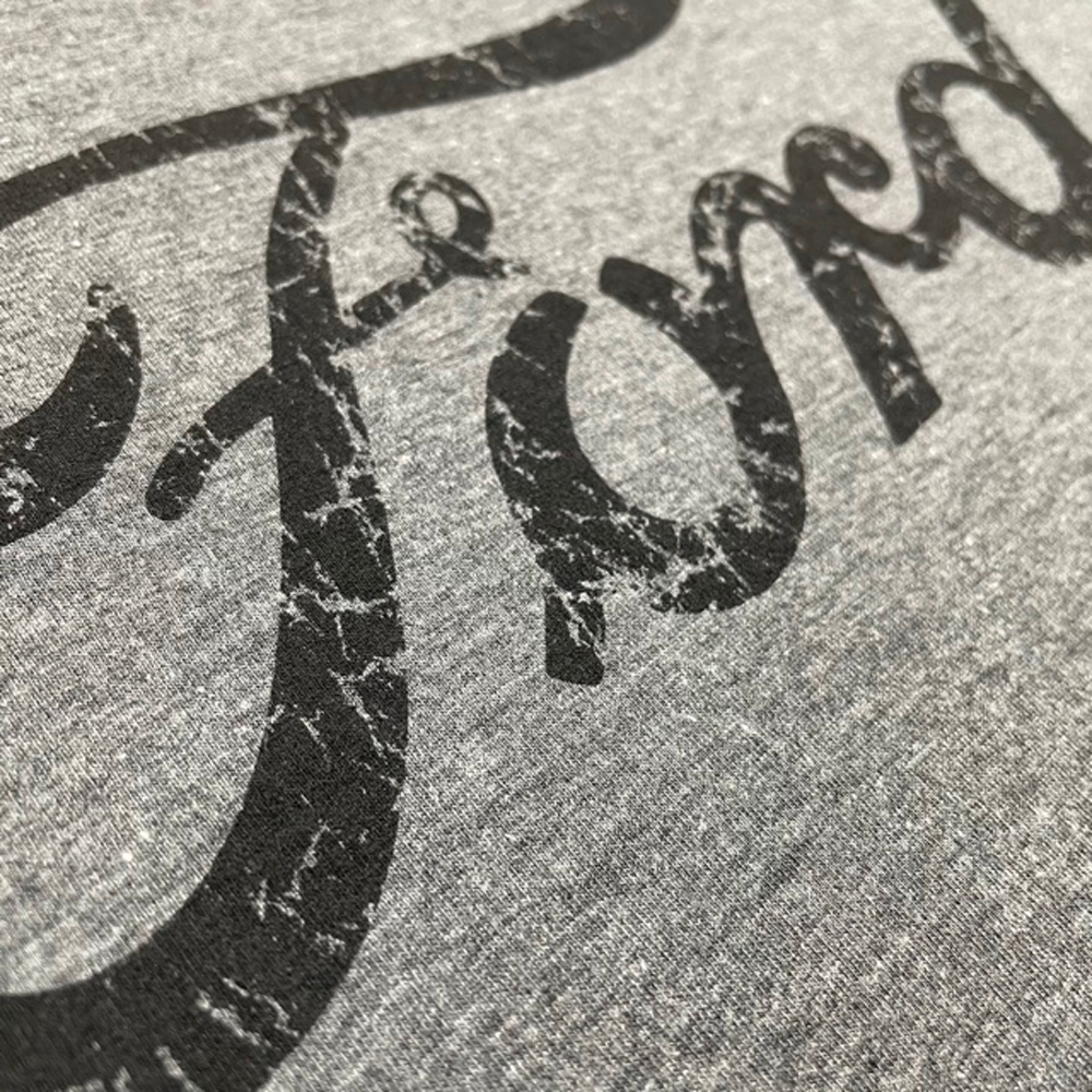 Mens Ford Distressed Text - Triblend Grey