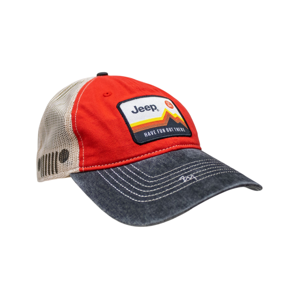 Hat - Jeep Have Fun Out There Patch Garment Washed Trucker