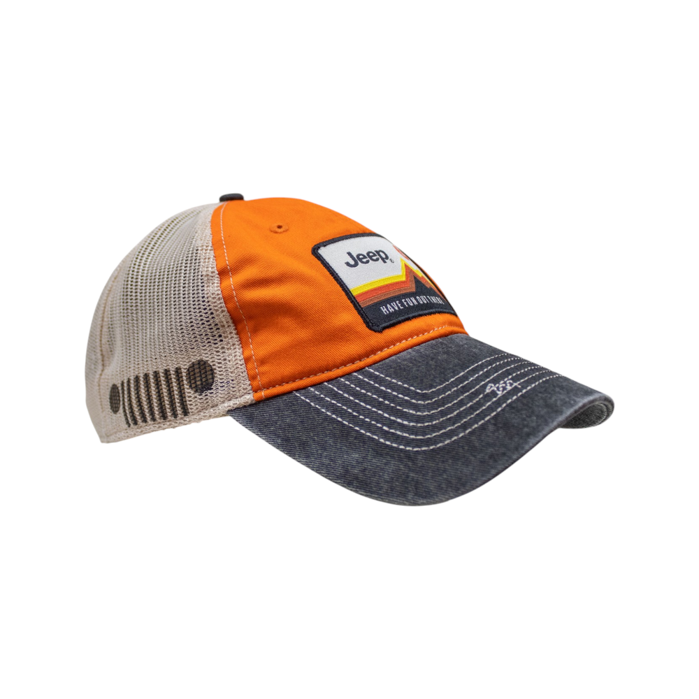 Hat - Jeep Have Fun Out There Patch Garment Washed Trucker