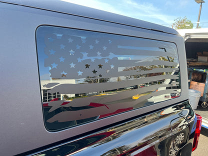 Distressed American Flag Window Decals for the 2021-2025 2 Door Ford Bronco (x2)