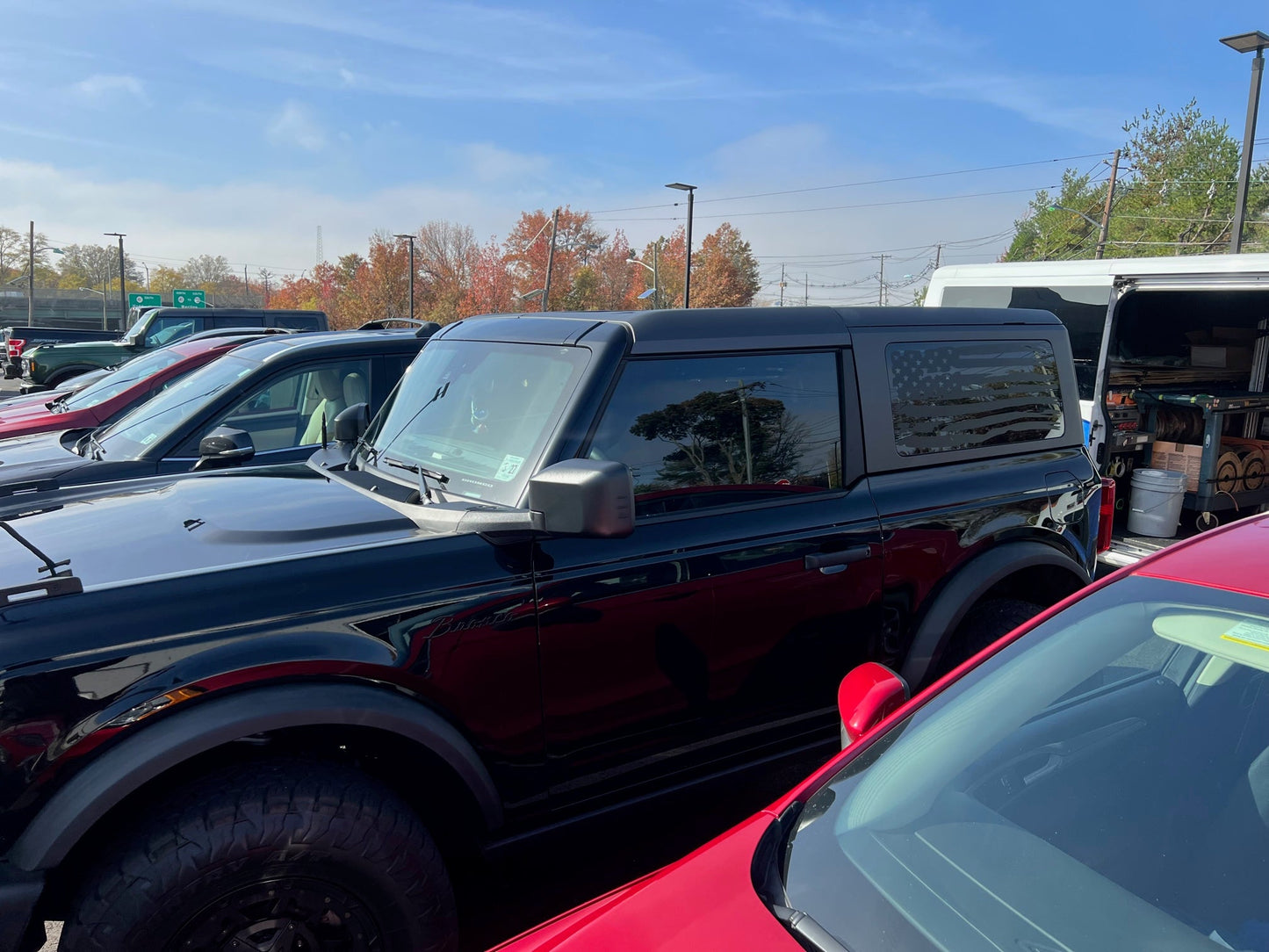 Distressed American Flag Window Decals for the 2021-2025 2 Door Ford Bronco (x2)