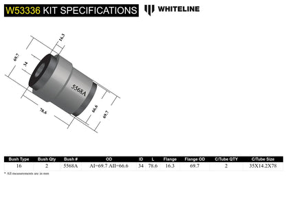 Whiteline Front Lower Control Arm Inner Bushing 2005-2023 Challenger/Charger