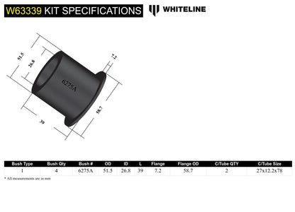 Whiteline Rear Control Arm Lower Inner Bushings 2005-2023 Challenger/Charger