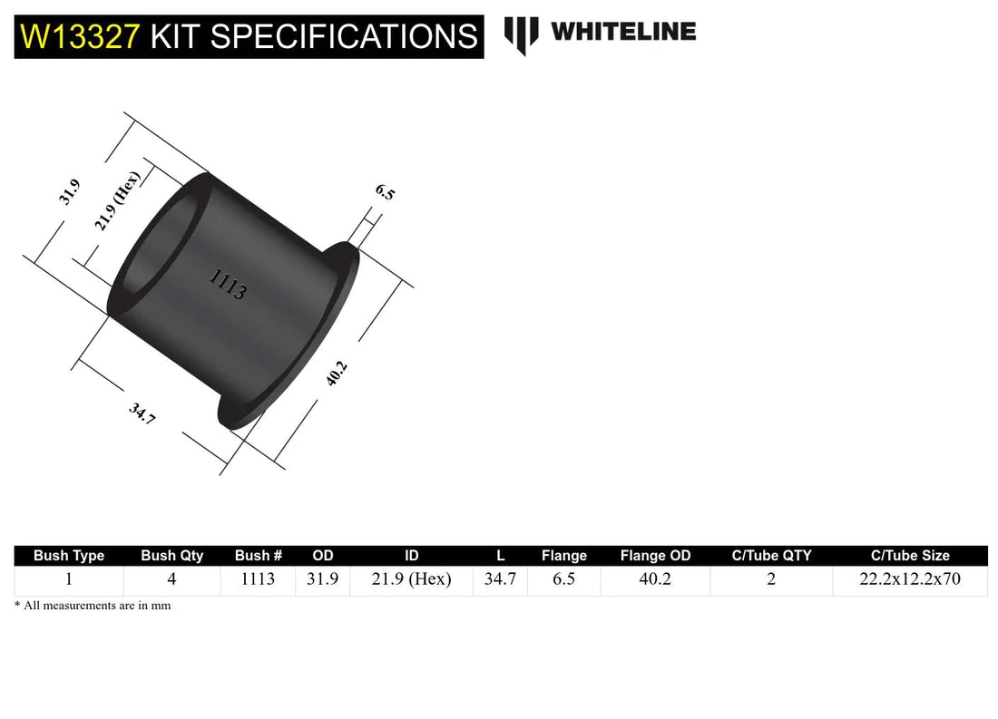 Whiteline Bumpsteer Correction Kit 2005-2023 Challenger/Charger