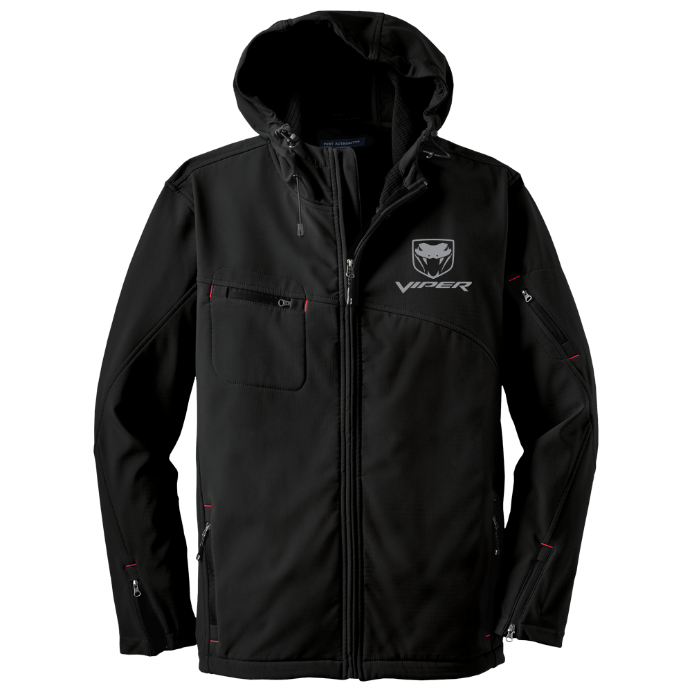Mens Dodge® Viper Fangs Hooded Softshell Jacket - Black