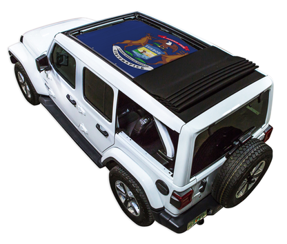 Jeep Wrangler JLU Sky One Touch Power Top Sun Shade Stock Printed Shade Top (2018–2026)