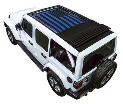 Jeep Wrangler JLU Sky One Touch Power Top Sun Shade Stock Printed Shade Top (2018–2026)