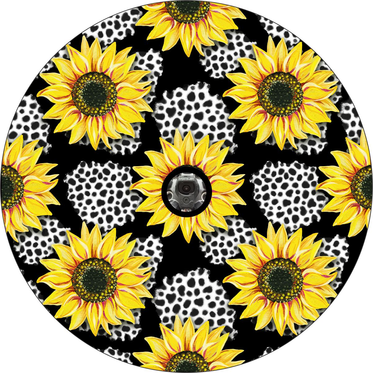 Sunflowers with Leopard Print Bronco Spare Tire Cover