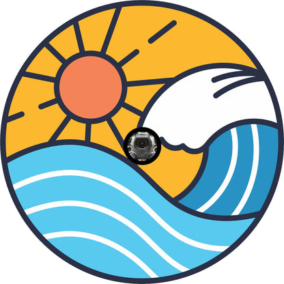Sunshine & Beach Wave Geometric Bronco Spare Tire Cover