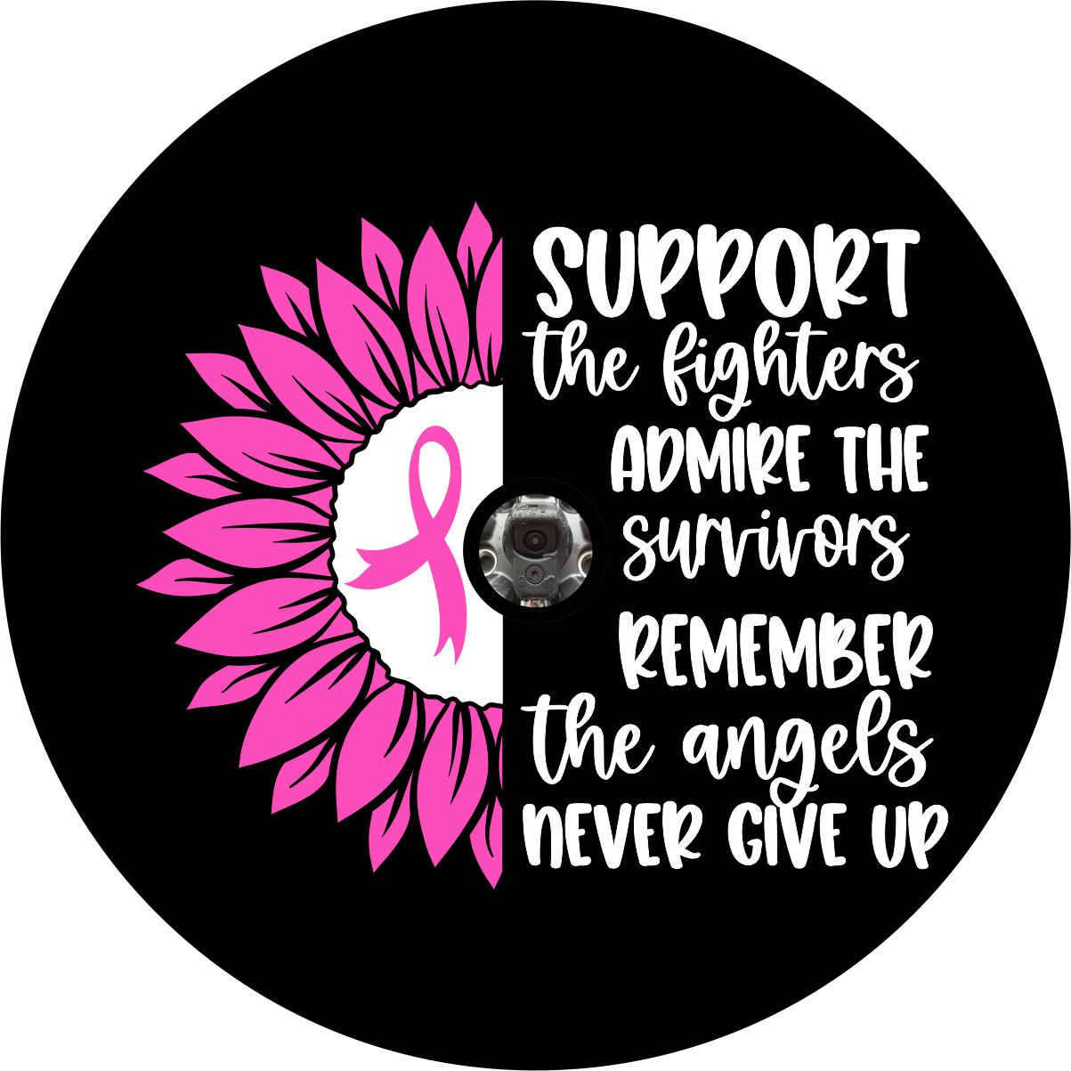 Support the Fighters Sunflower Breast Cancer Bronco Spare Tire Cover