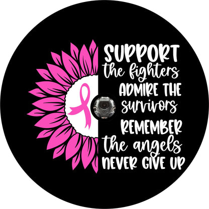 Support the Fighters Sunflower Breast Cancer Bronco Spare Tire Cover