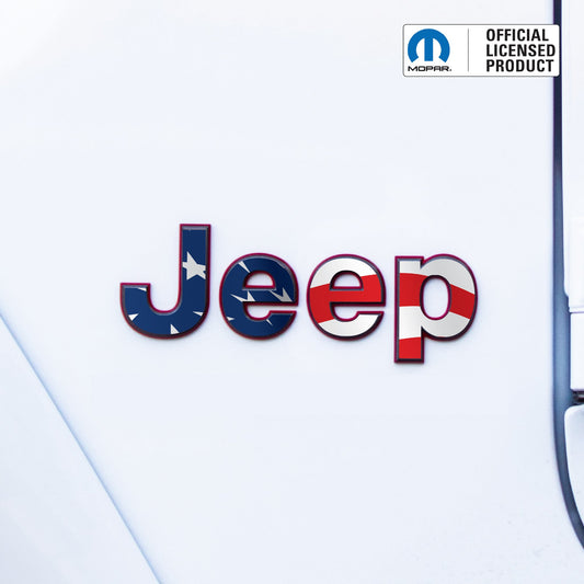 Jeep Emblem Overlay Decals – American Flag Print | Fits Wrangler JL, JLU, JK, JKU, TJ, YJ