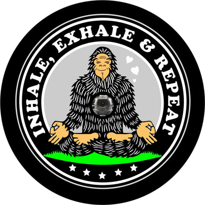 Zen Bigfoot Sasquatch Inhale, Exhale, & Repeat Funny Bronco Spare Tire Cover