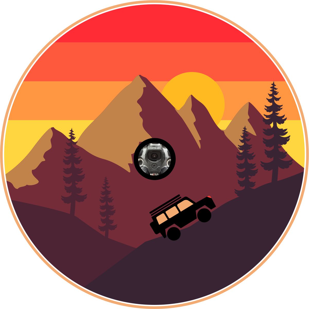 Vintage SUV in the Mountains Bronco Spare Tire Cover