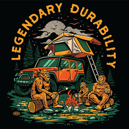 Mens Long Sleeve Hooded Jeep® Sasquatch Family T-Shirt-Black Heather