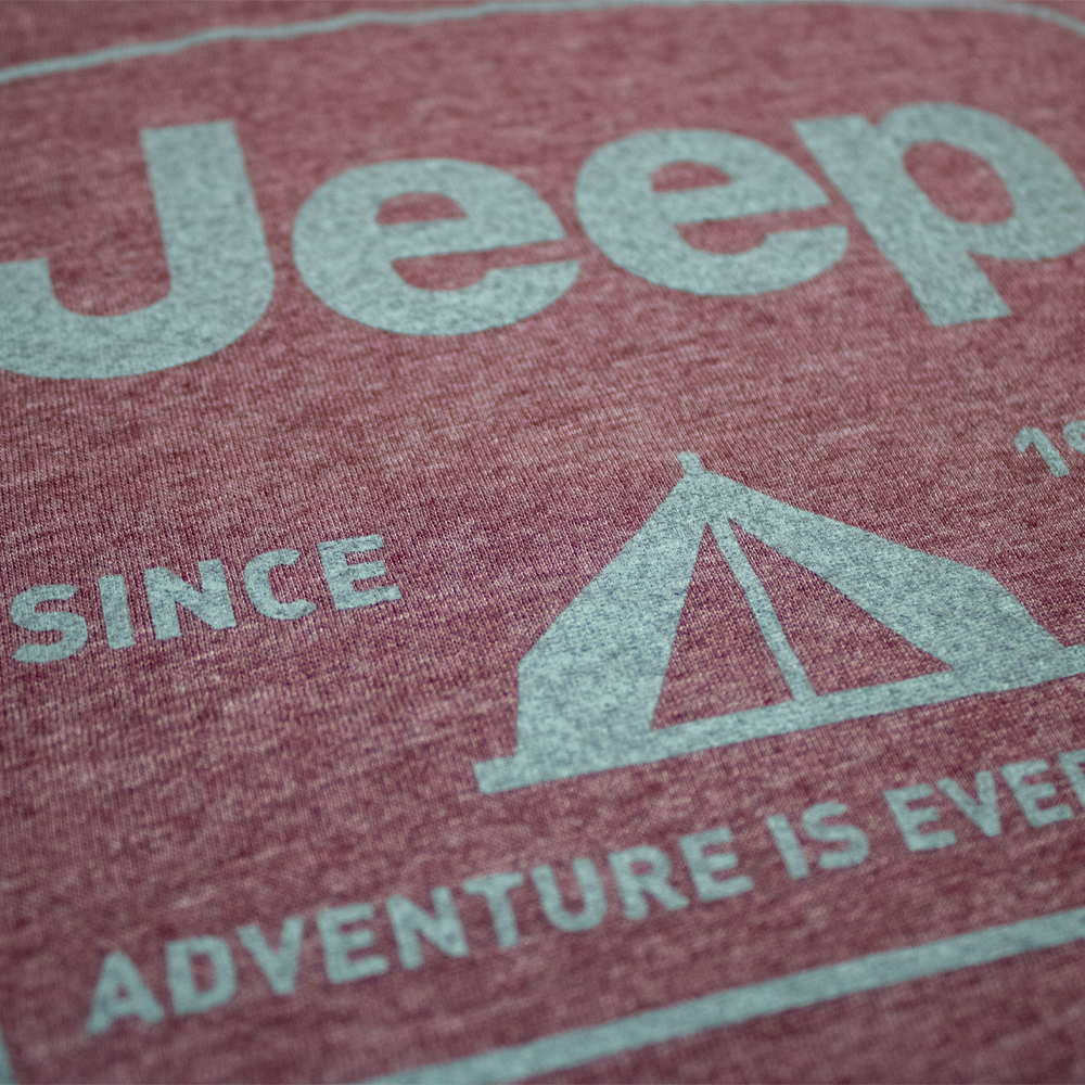 Mens Jeep® Tent Badge T-Shirt - Heather Burgundy