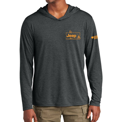 Mens Long Sleeve Hooded Jeep® Sasquatch Family T-Shirt-Black Heather