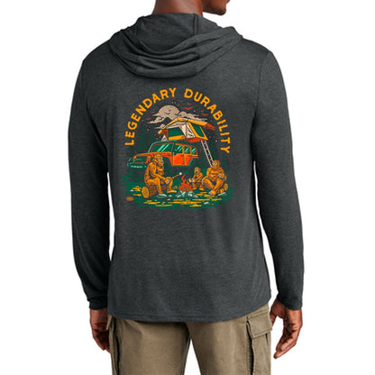 Mens Long Sleeve Hooded Jeep® Sasquatch Family T-Shirt-Black Heather