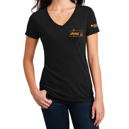 Ladies Jeep® Sasquatch Family V-neck - Black