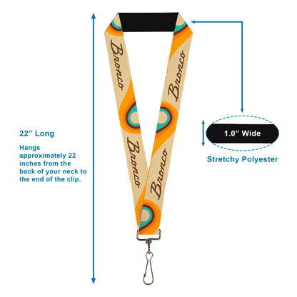 Lanyard - 1.0" - Ford BRONCO Script Wave Beige/Brown/Blue/Orange