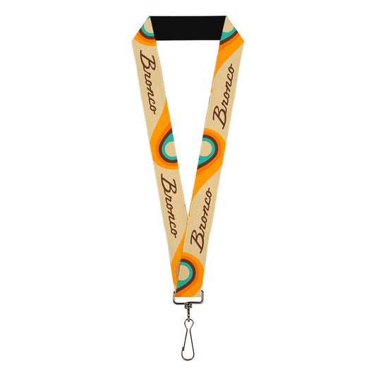 Lanyard - 1.0" - Ford BRONCO Script Wave Beige/Brown/Blue/Orange