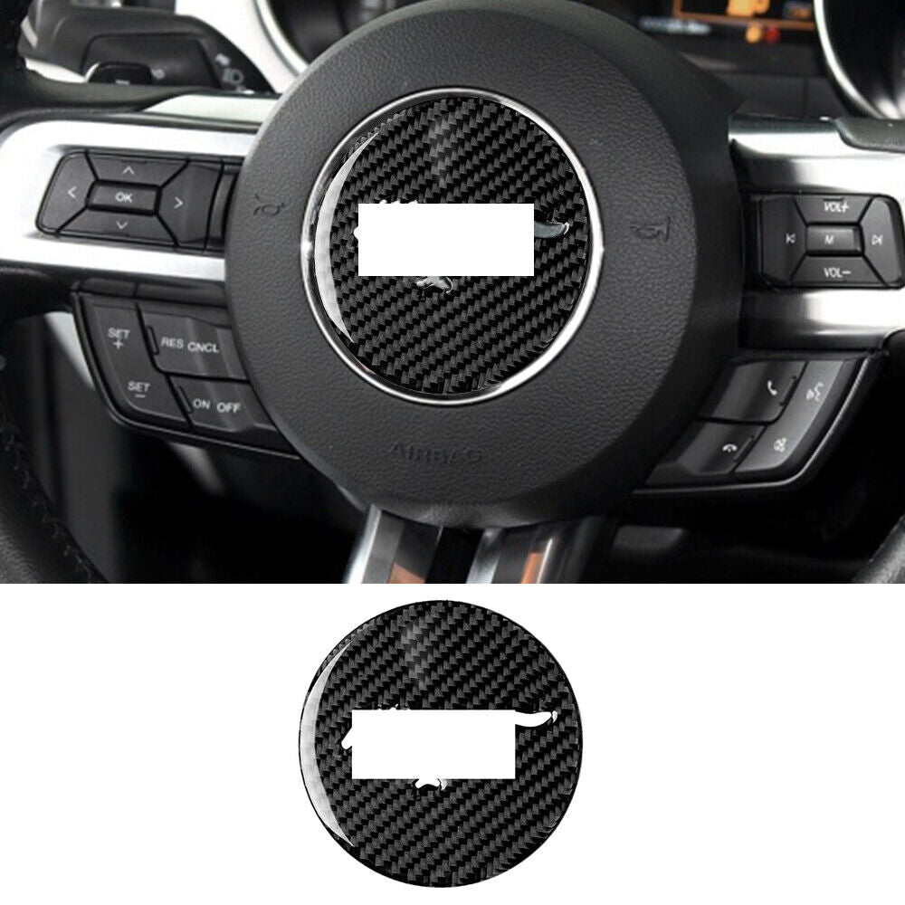 MUSTANG 15-23 CARBON FIBER STEERING WHEEL CENTER TRIM