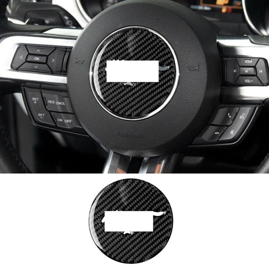 MUSTANG 15-23 CARBON FIBER STEERING WHEEL CENTER TRIM