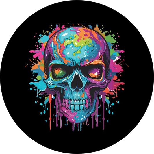 Watercolor Paint Splatter Skull Unique Bronco Spare Tire Cover
