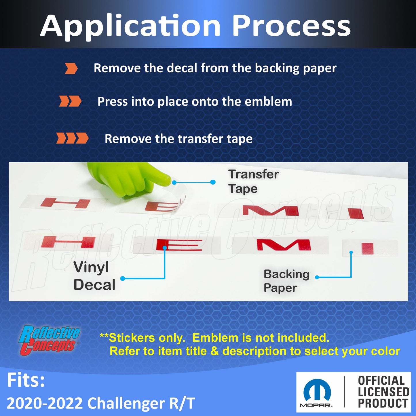 Hemi Emblem Overlay Decals (pair) - 2020-2022 Challenger RT