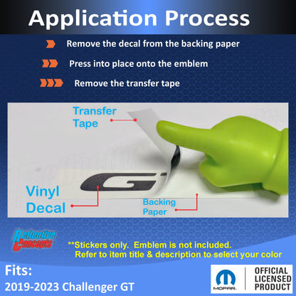 GT Grille Emblem Overlay Decal - 2019-2023 Dodge Challenger GT