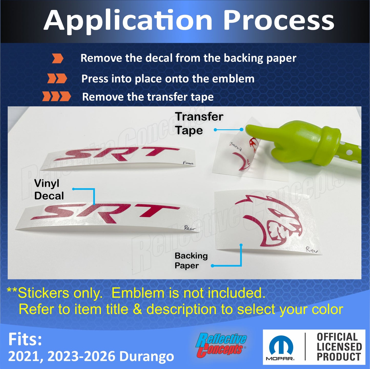 Durango SRT Hellcat Grille and Liftgate Emblem Overlay Decals