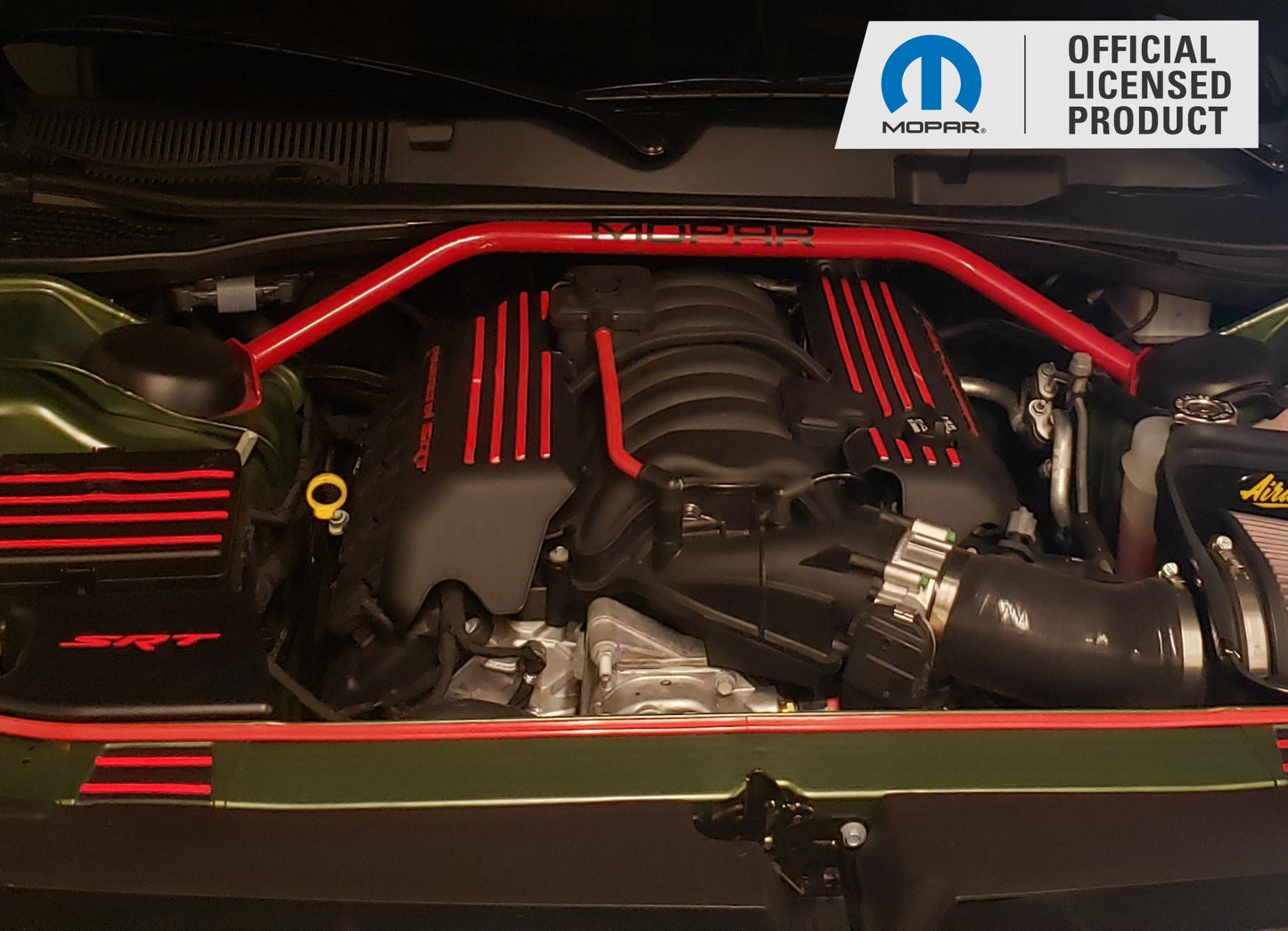 Powered by SRT Engine Cover Overlay Decals - 2015-2023 Challenger Scat Pack