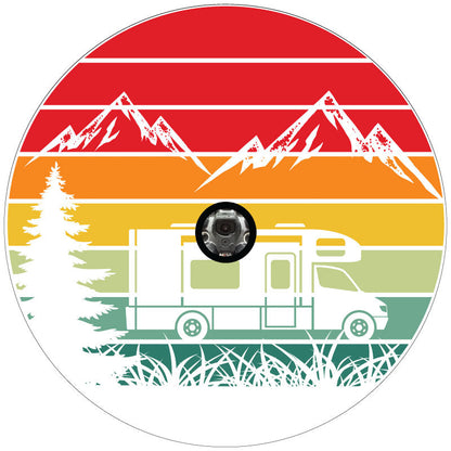 Traveling Motorcoach in The Mountains Retro Bronco Spare Tire Cover