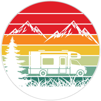 Traveling Motorcoach in The Mountains Retro Bronco Spare Tire Cover