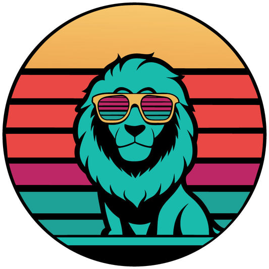 Retro Cool Lion in Sunglasses Bronco Spare Tire Cover